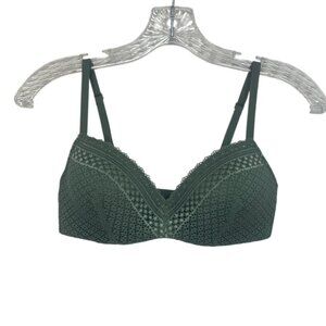 Maidenform Lace & Smooth Bra Womens 34B Green Adjustable Straps